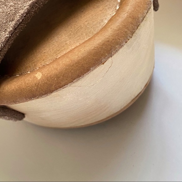 Free People Jeffrey Campbell sweet Jane taupe tan suede wood platform clog heels - Picture 11 of 13